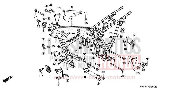 CARROSSERIE DE CHASSIS de Dominator 250 FIGHTING RED (R134) de 1990